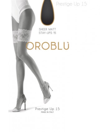 Oroblu чорапи със силикон 15 den с дантела черни